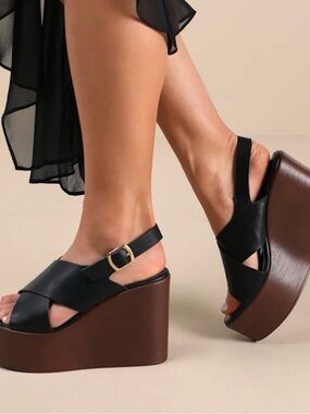 Lulus Steena Black Platform Wedge